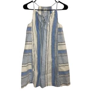 Lou & Grey Linen & Cotton Multi Stripe & Pattern Dress Size XS Mini Summer‎